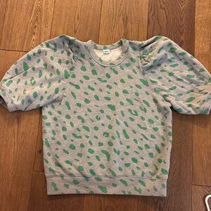 Clare V. Puff Sleeve Gray and Green animal print, Size S.